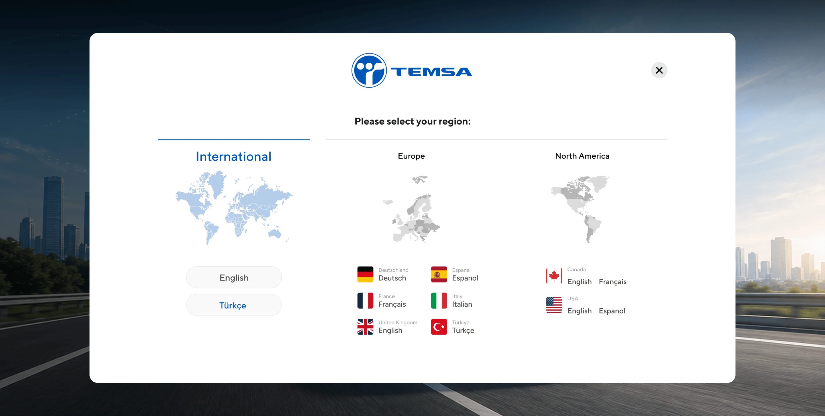 Temsa region selector presentation