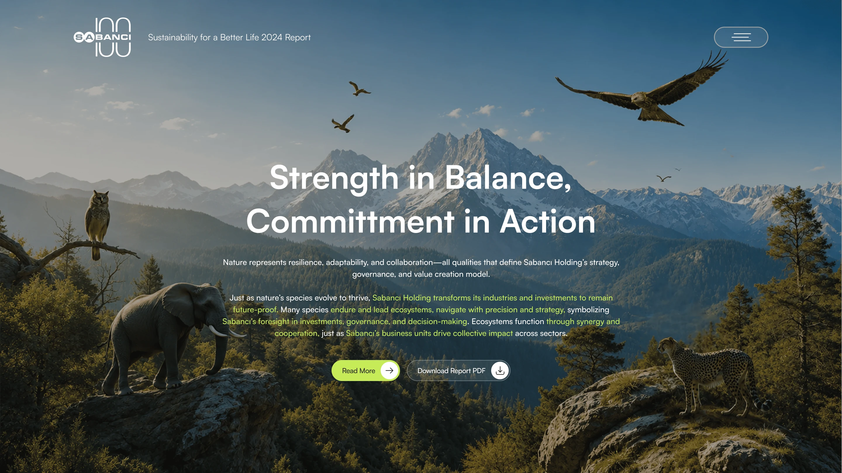 Sabancı Sustainability Report 2024 homepage presentation