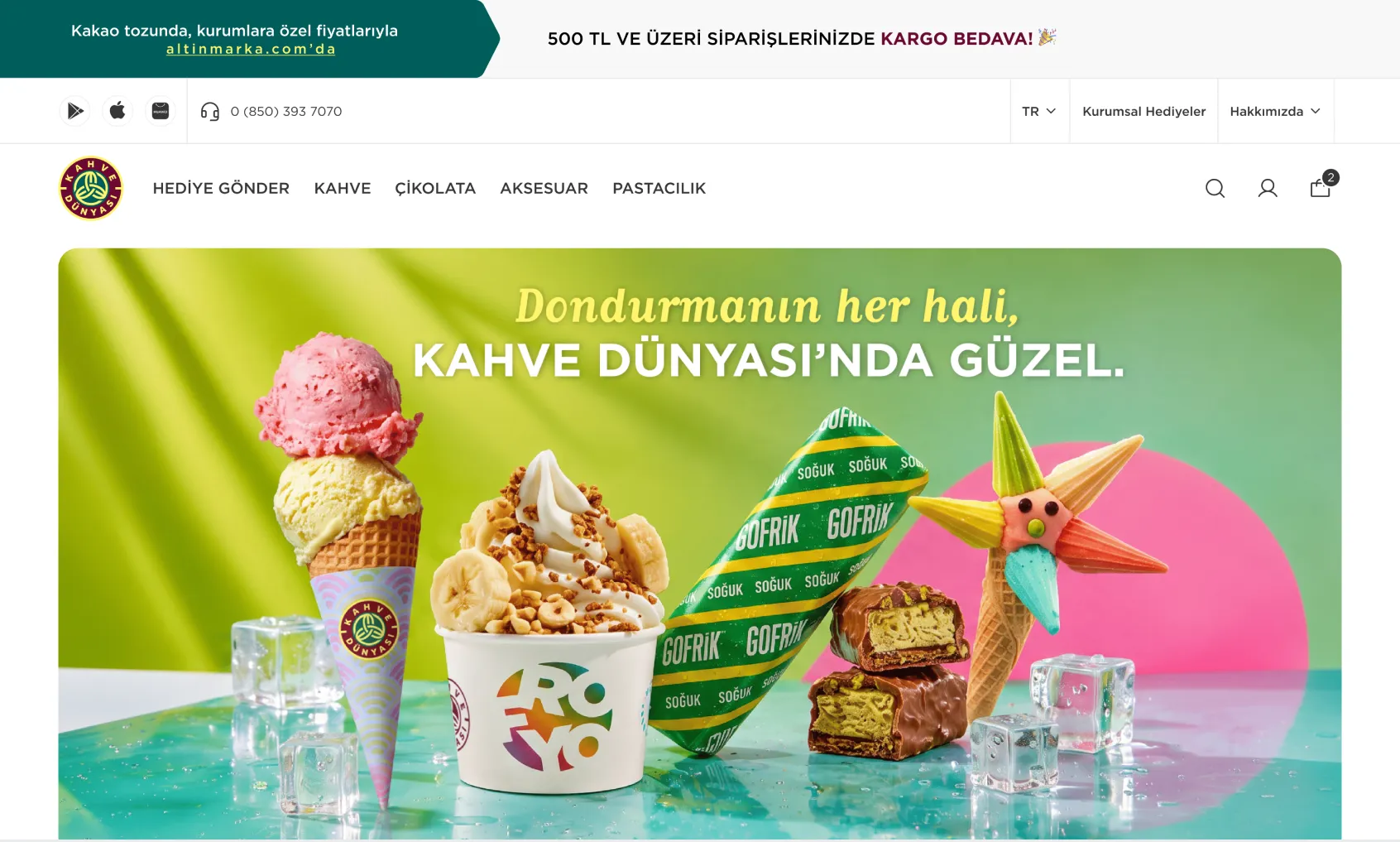 Kahve Dünyası Dondurma website presentation