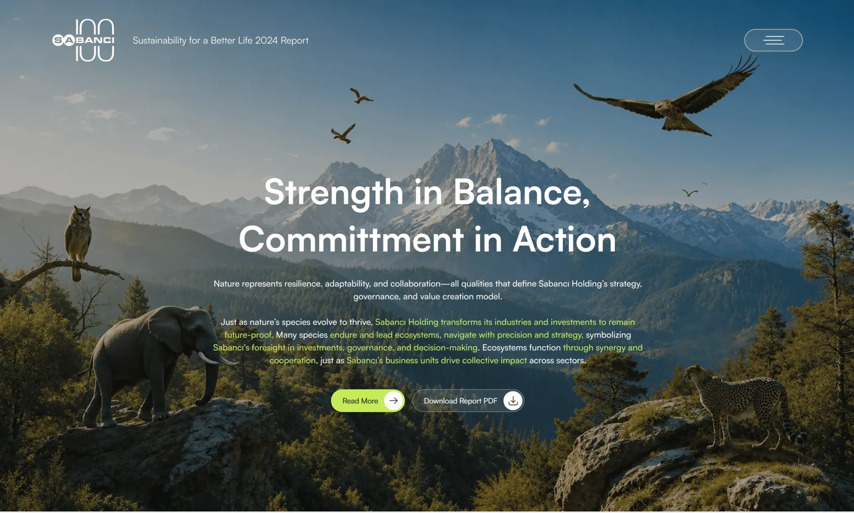 Sabancı Sustainability Report 2024 website presentation